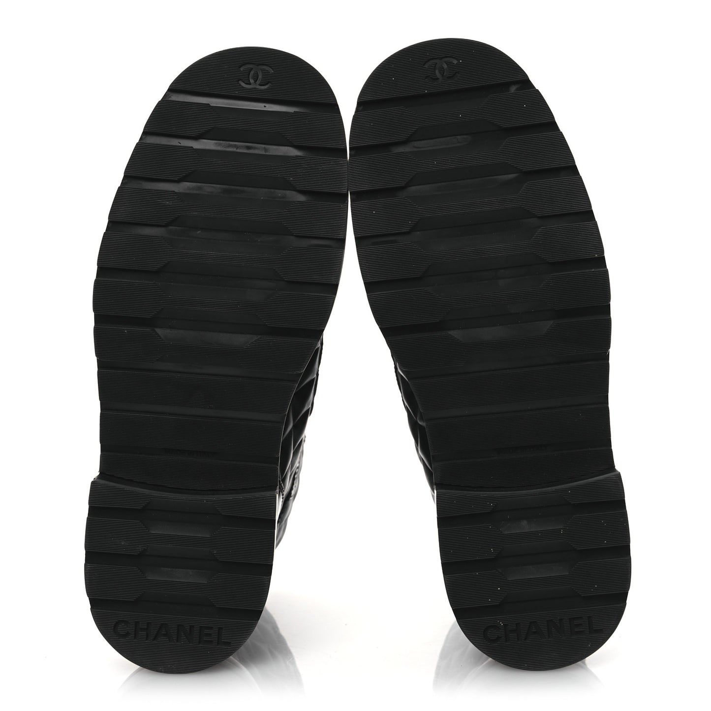 Shiny Calfskin Quilted Lace Up Combat Boots 38 Black