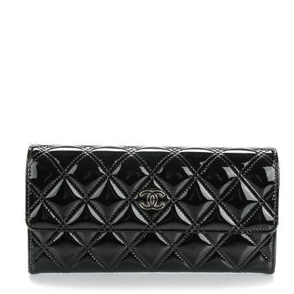 Chanel Patent CC Large Gusset Flap Wallet Black 1 of 8