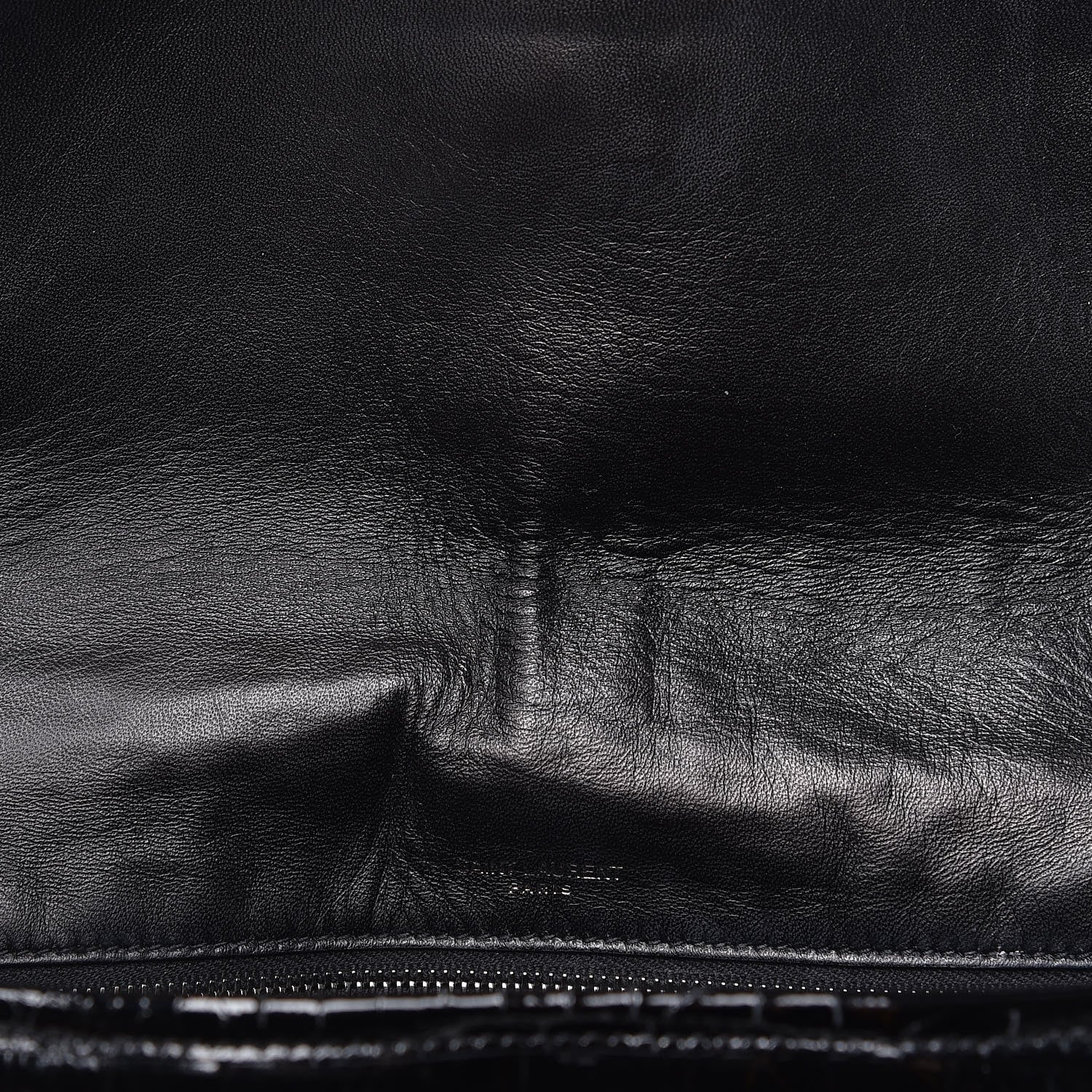 Saint Laurent Patent Crocodile Embossed Lambskin Monogram Medium Niki Chain Satchel Black 16 of 18