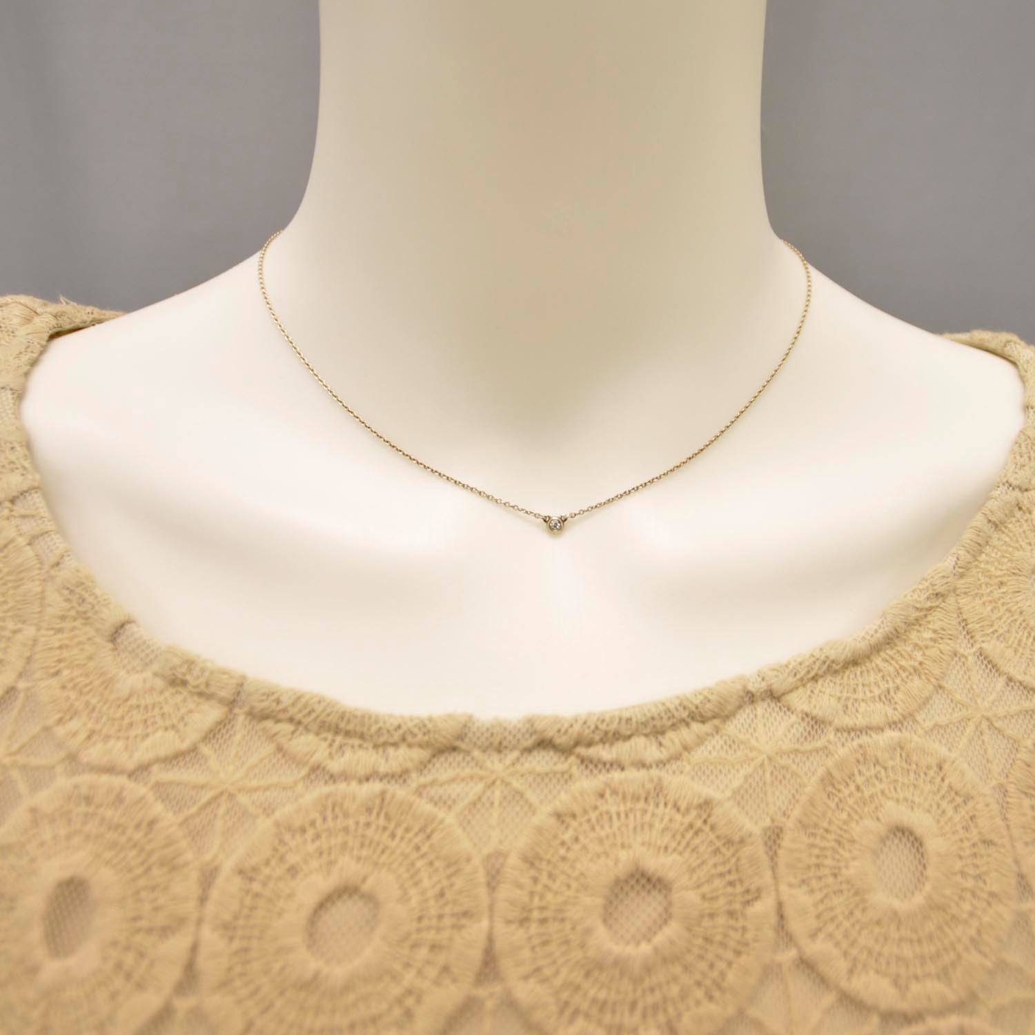 Tiffany Sterling Silver Diamond .03ct Elsa Peretti Diamonds by the Yard Pendant Necklace 2 of 4