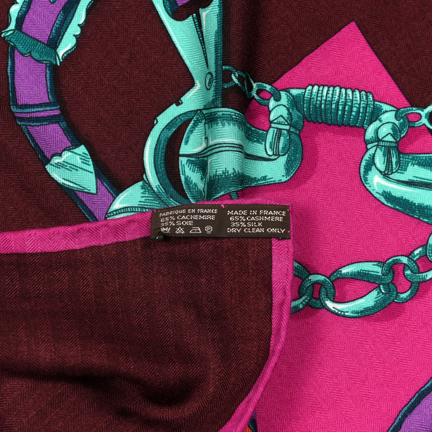 Cashmere Silk L Instruction Du Roy Shawl 140 Aubergine Fuchsia Vert