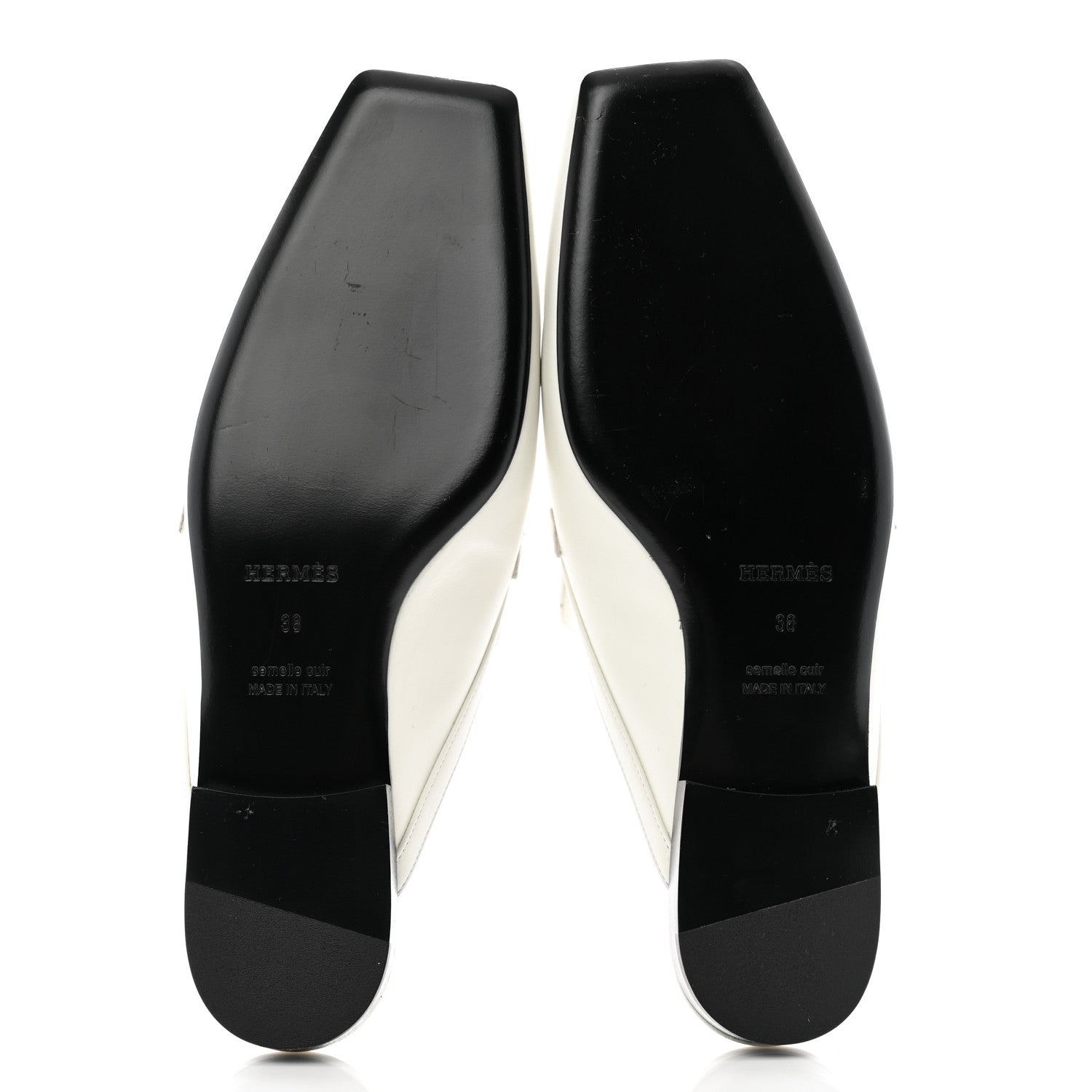 Hermes Calfskin Womens Groupie Mules 38 White 5 of 12