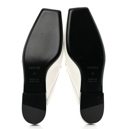 Hermes Calfskin Womens Groupie Mules 38 White 5 of 12