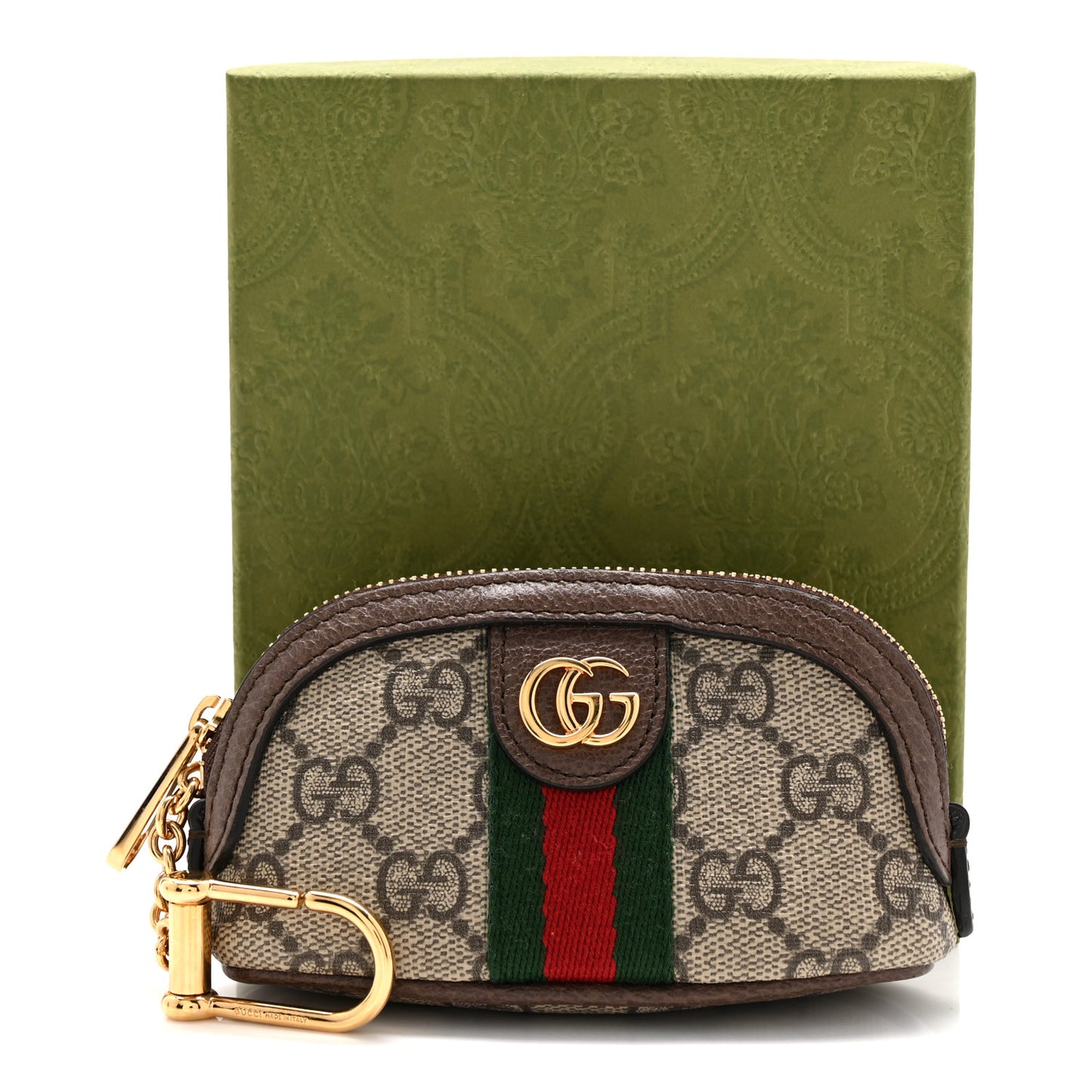 GG Supreme Monogram Web Ophidia Dome Key Pouch Beige New Acero