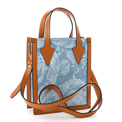 Versace Denim Calfskin Allover Crossbody Bag Blue 3 of 9