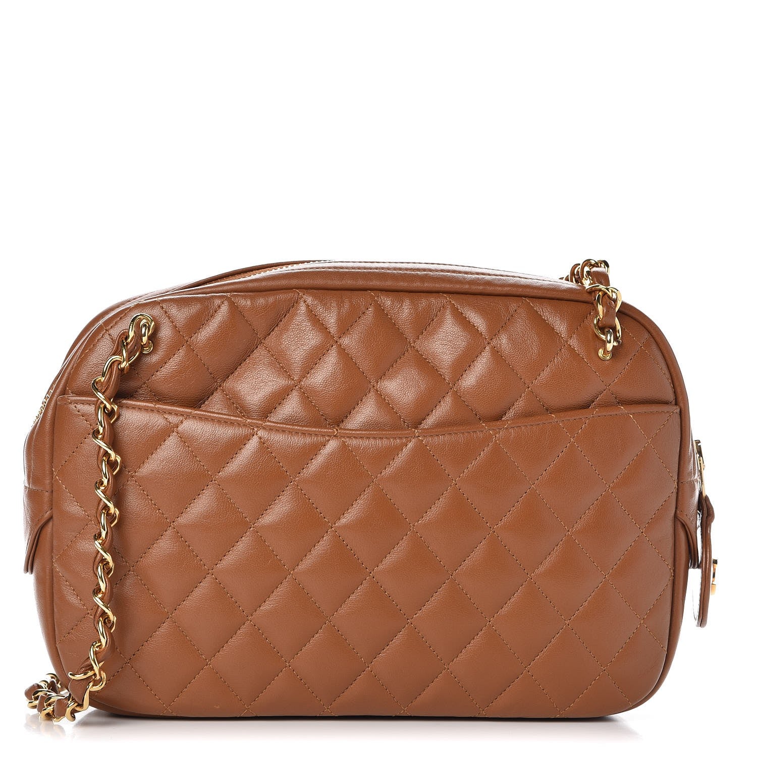 Chanel Lambskin Quilted Camera Case Brown 1 of 10