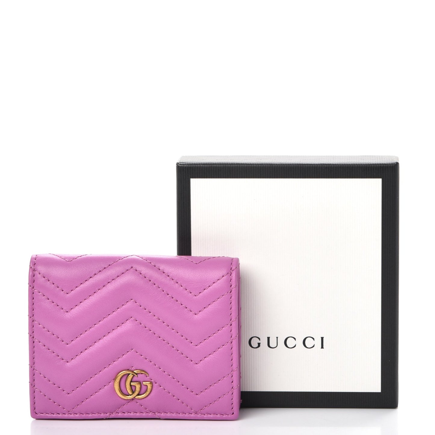 Calfskin Matelasse GG Marmont Card Case Candy Mousse