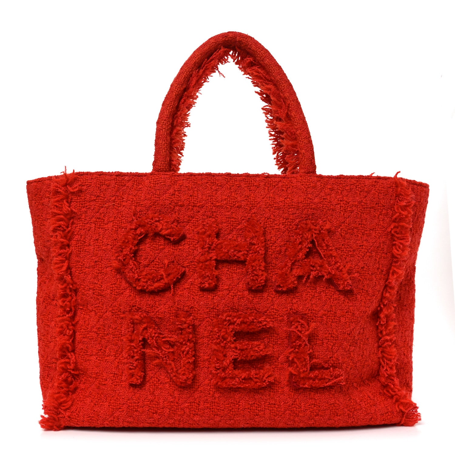 Chanel Wool Tweed Large Zipped Shopping Tote Dark Orange 1 of 11