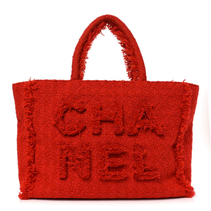 Chanel Wool Tweed Large Zipped Shopping Tote Dark Orange 1 of 11