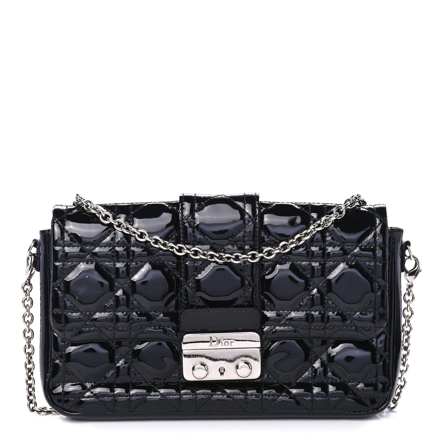 Christian Dior Patent Cannage New Lock Pouch Black 1 of 4