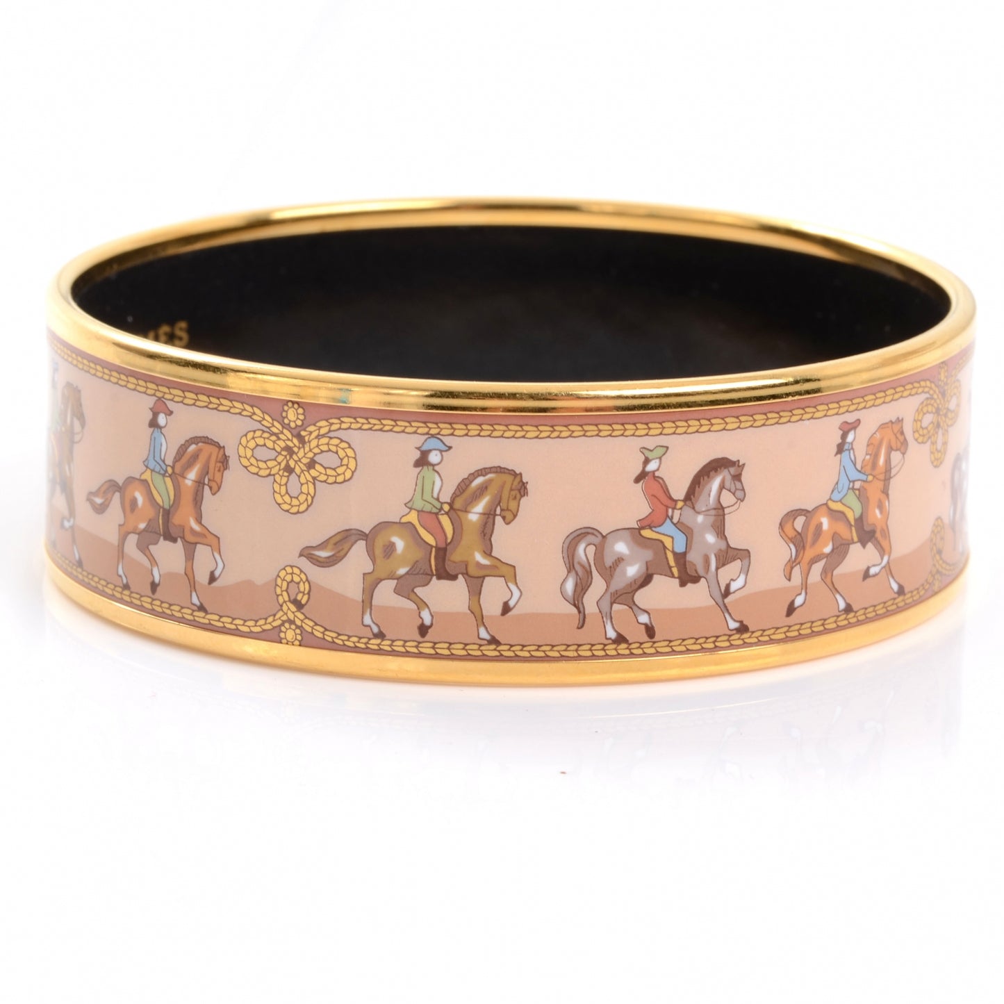 Enamel Printed Horse Wide Bracelet 65 Gold Plated