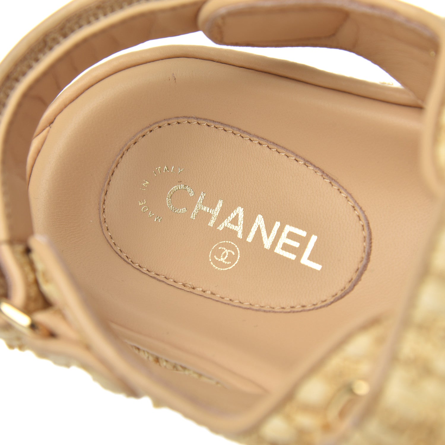 Chanel Braided Fabric Velcro Dad Sandals 36.5 Beige 6 of 12