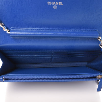 Chanel Caviar Chevron Quilted Wallet On Chain WOC Bright Blue 6 of 9