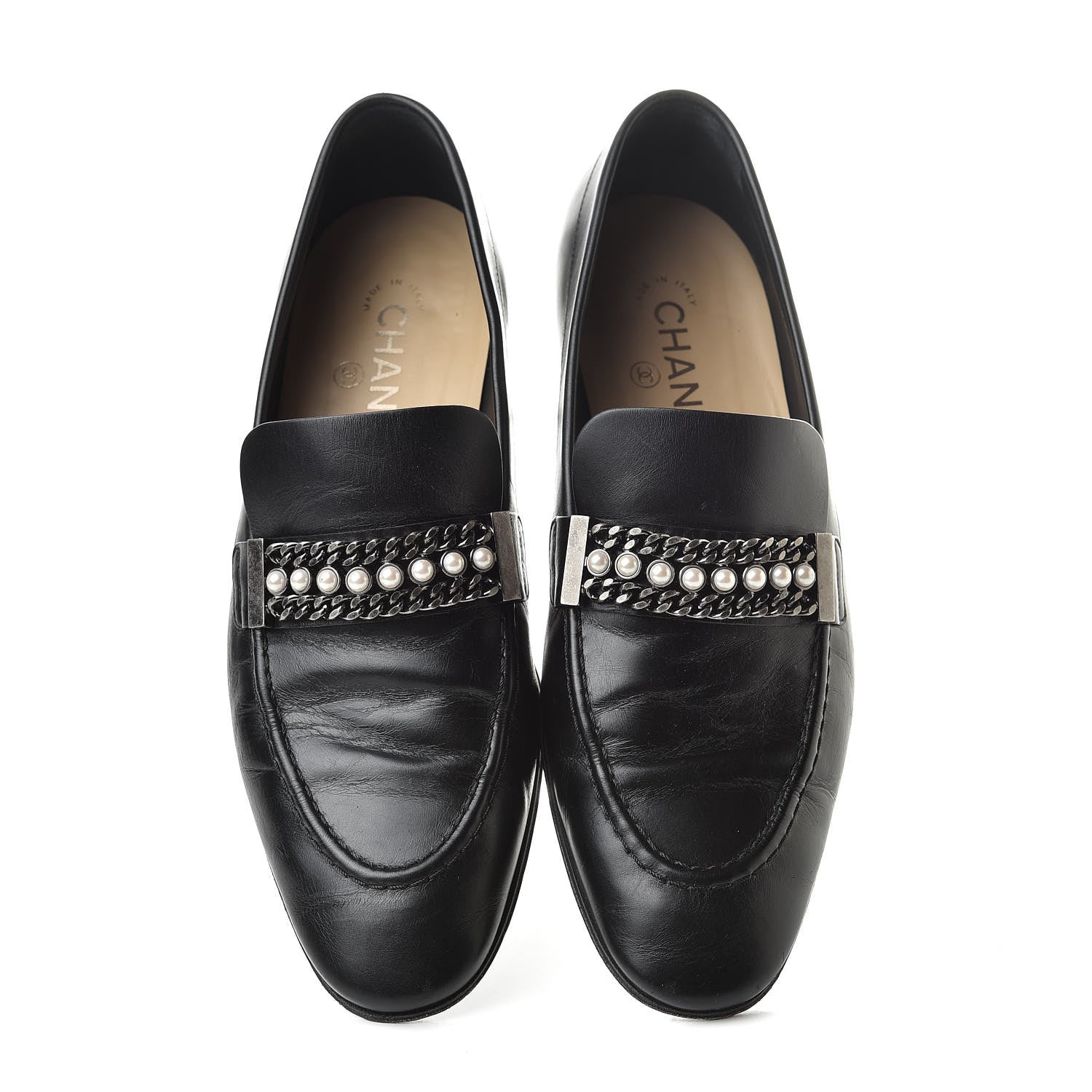 Chanel Calfskin Pearl CC Mocassin Loafers 40.5 Black 7 of 17