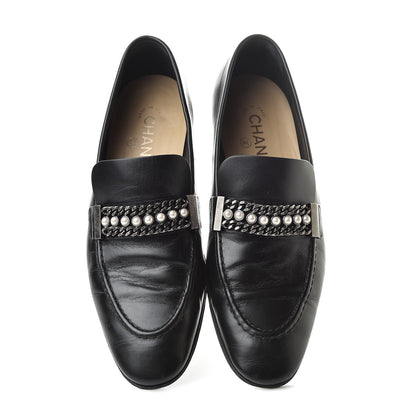 Chanel Calfskin Pearl CC Mocassin Loafers 40.5 Black 7 of 17