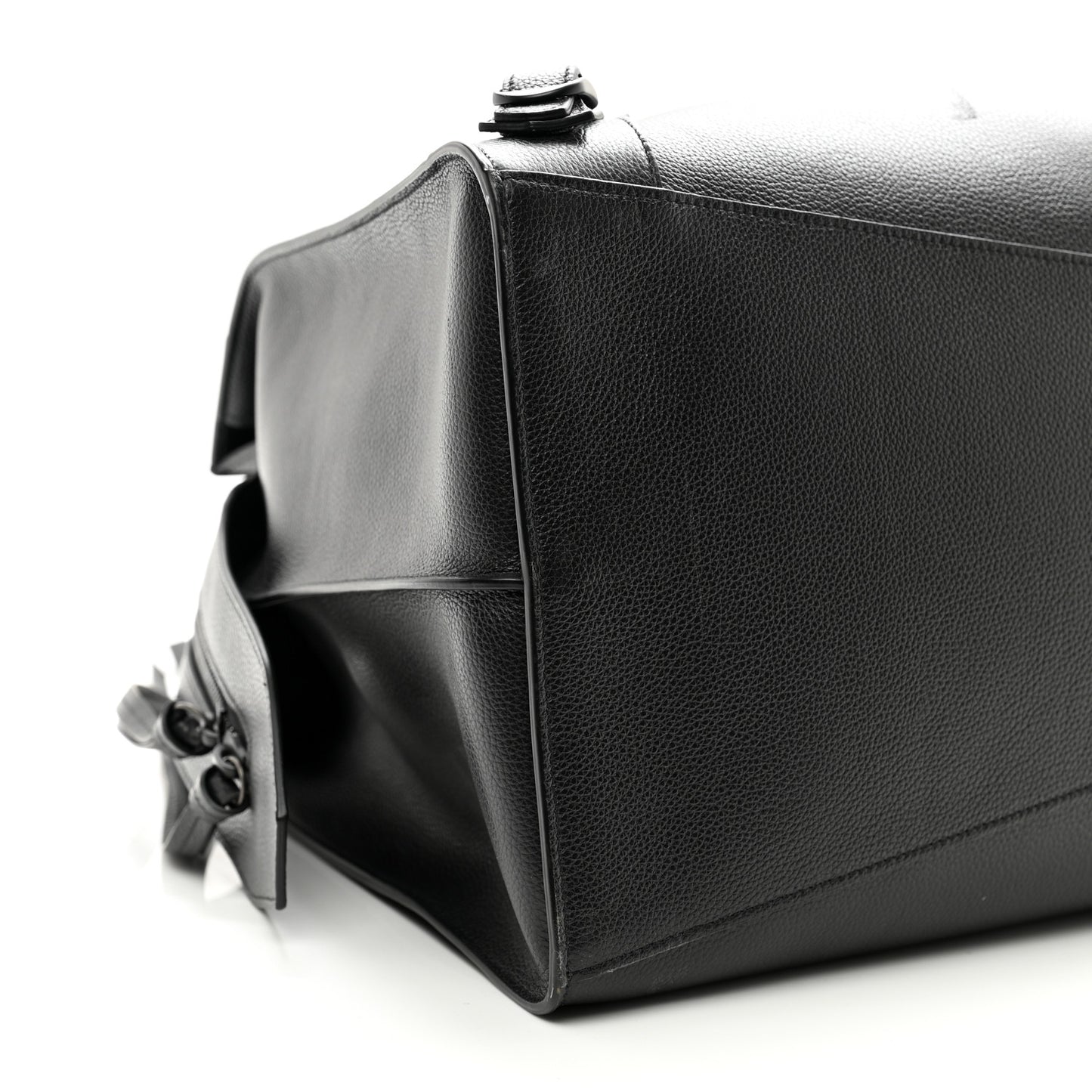 Grained Calfskin Neo Classic Black Hardware Large Top Handle Bag Black