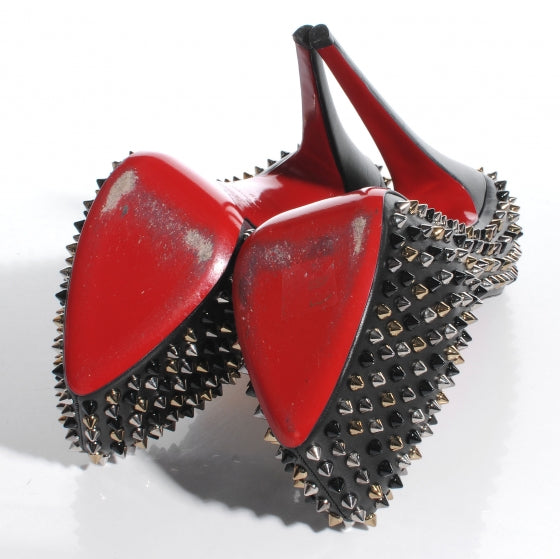 Calfskin Daffodile Mix Spikes 160 Pumps 39 Black