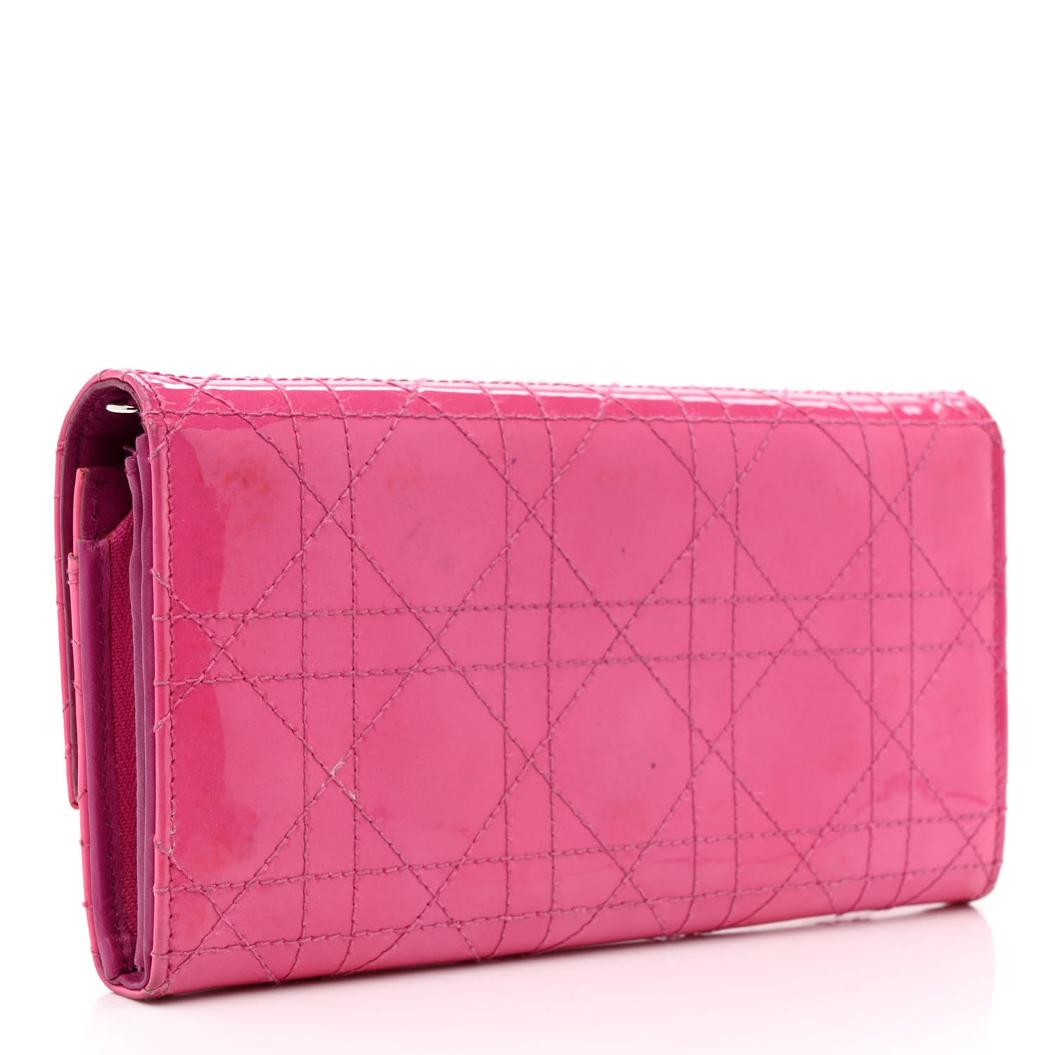 Christian Dior Patent Cannage Rendezvous Chain Wallet Pink 3 of 13