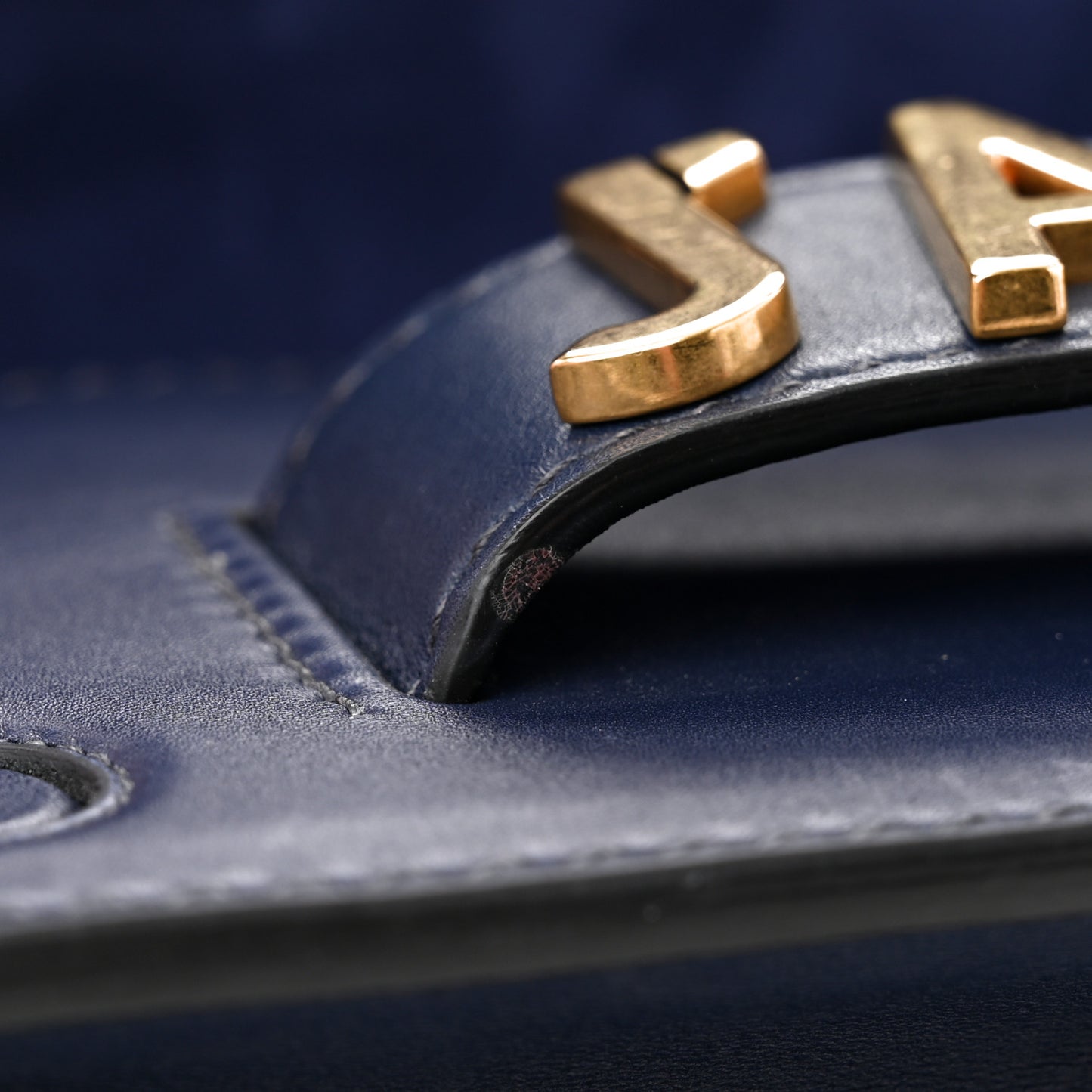 Calfskin J'Adior Chain Flap Bag Navy Blue