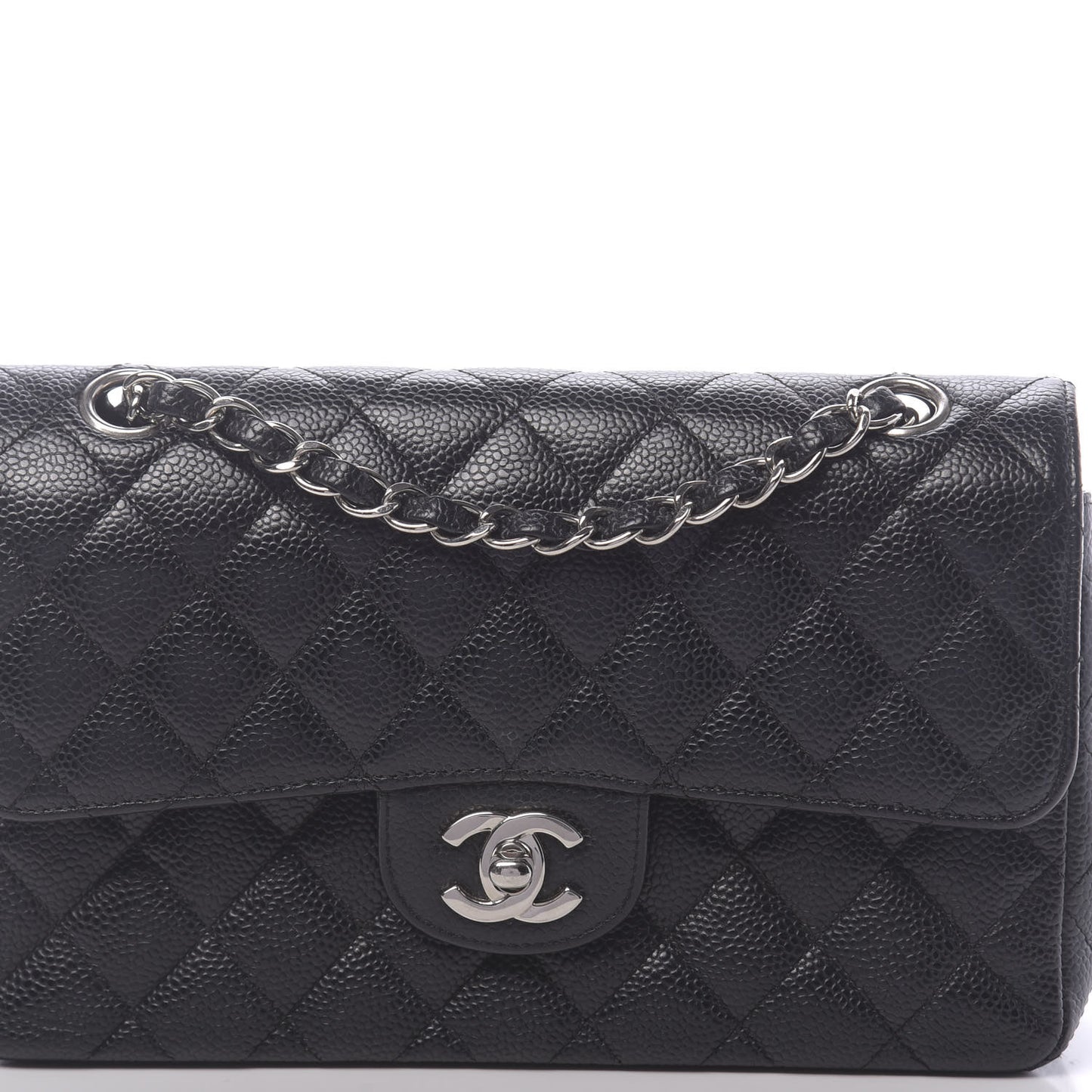Caviar Quilted Small Double Flap Black