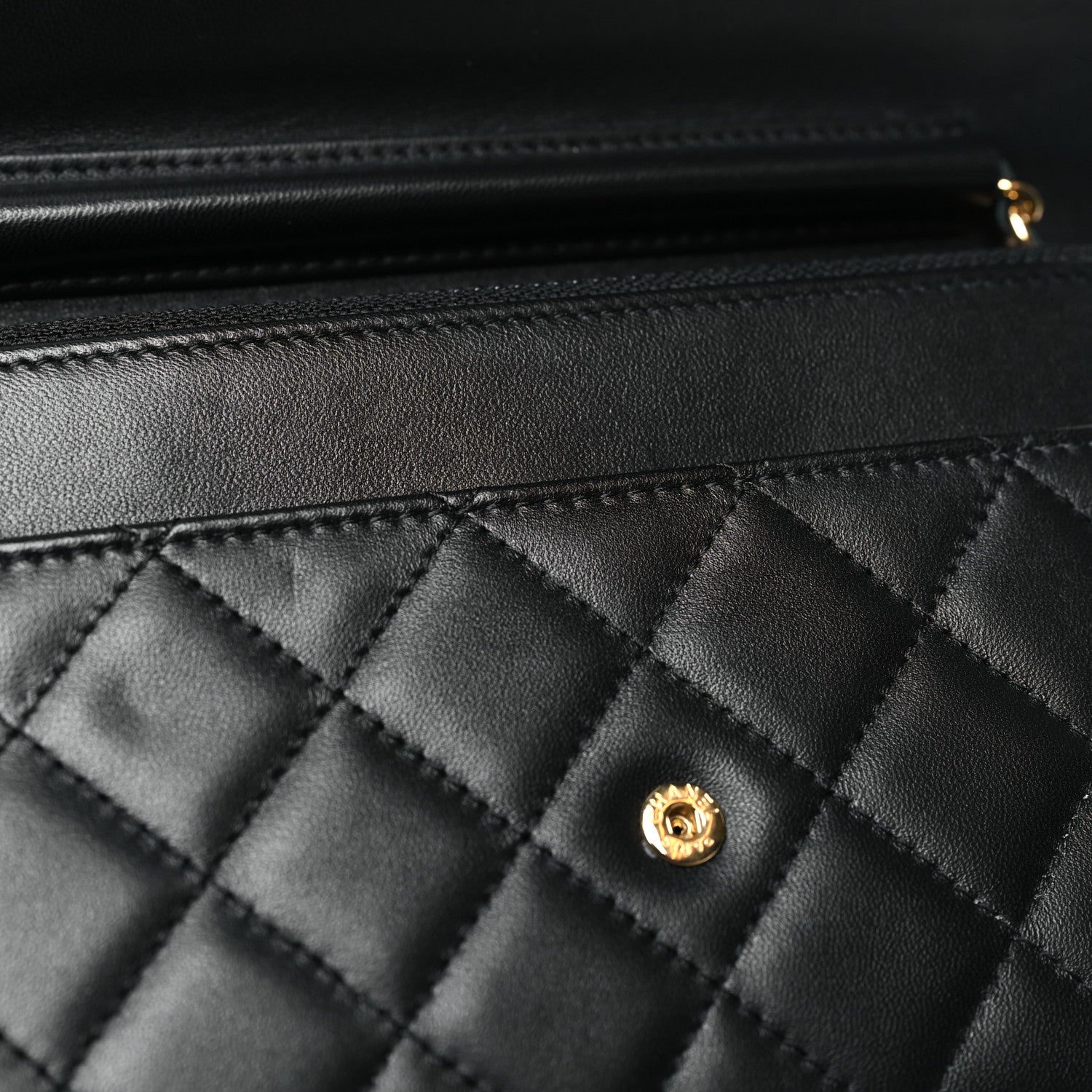 Chanel Lambskin Quilted Wallet On Chain WOC Black 14 of 14