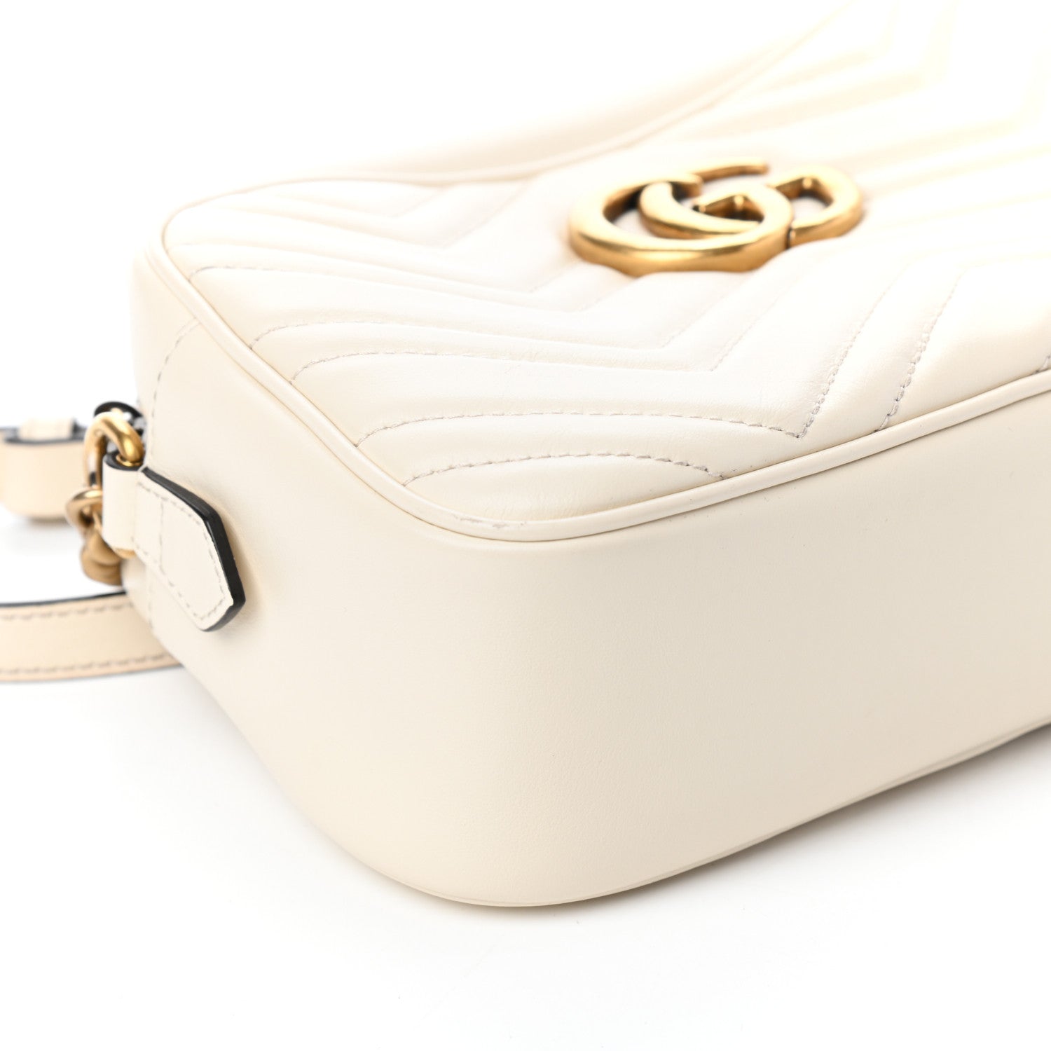 Gucci Calfskin Matelasse Small GG Marmont Chain Shoulder Bag White 8 of 9