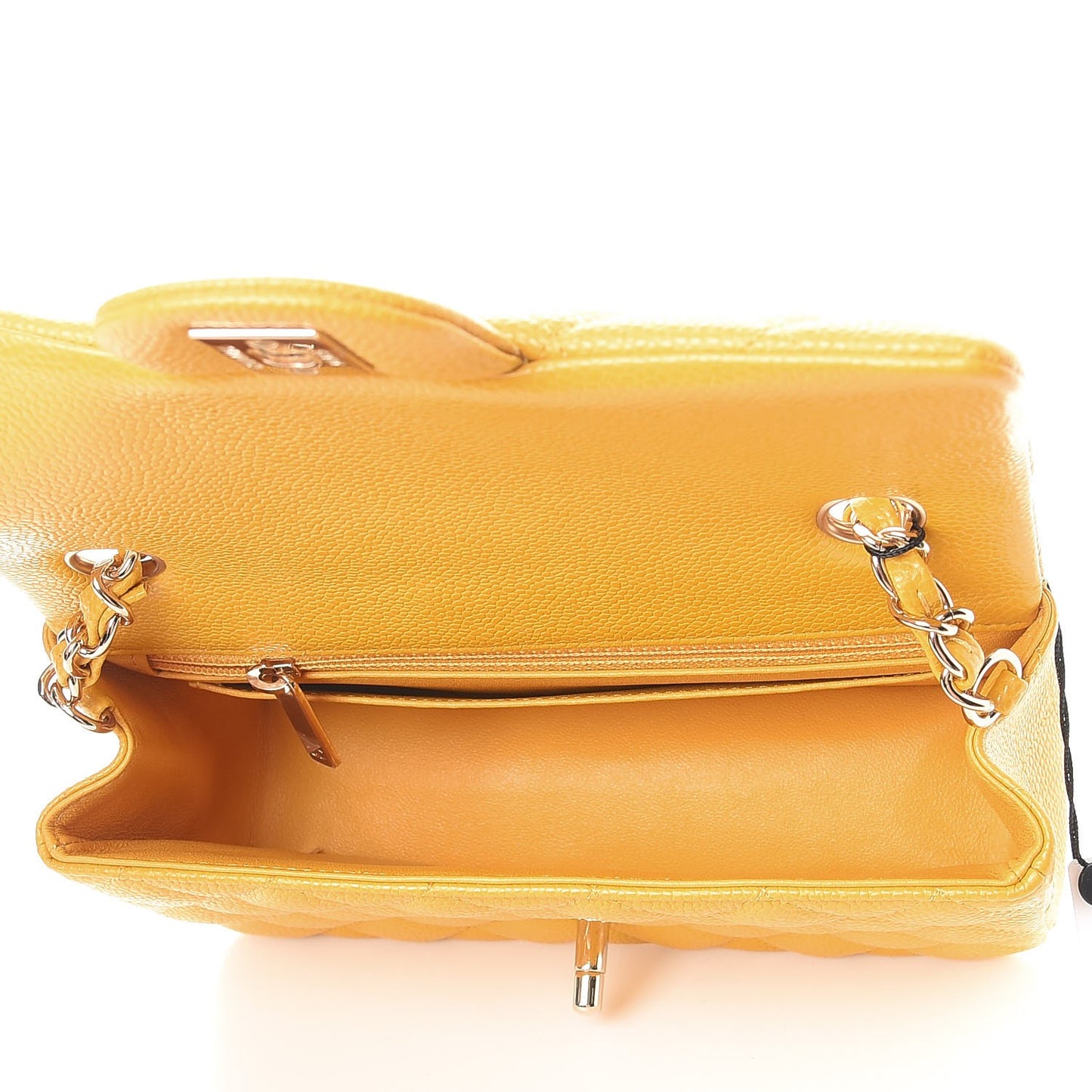Caviar Quilted Mini Rectangular Flap Yellow