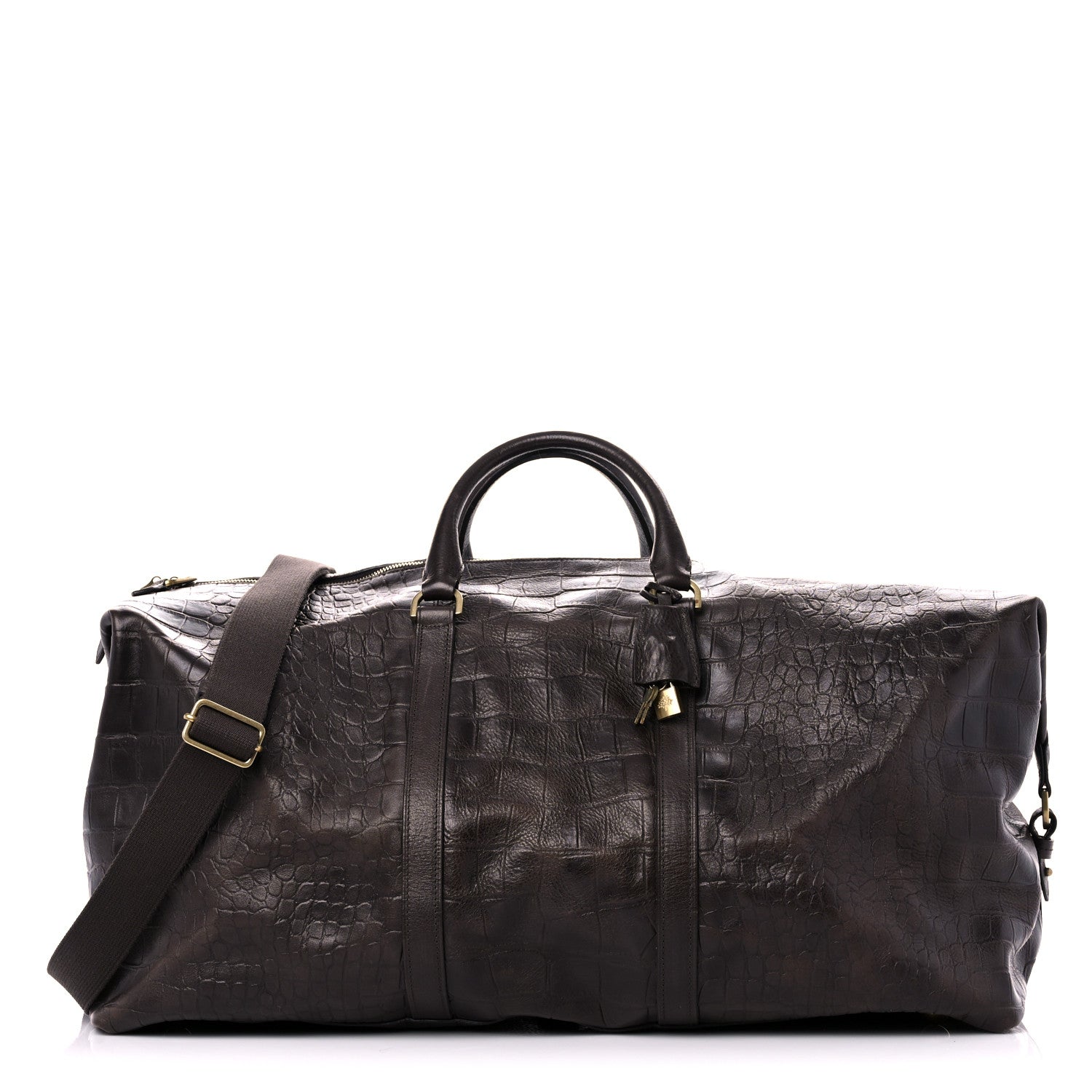 Mulberry Calfskin Crocodile Embossed Duffle Bag Brown 1 of 21