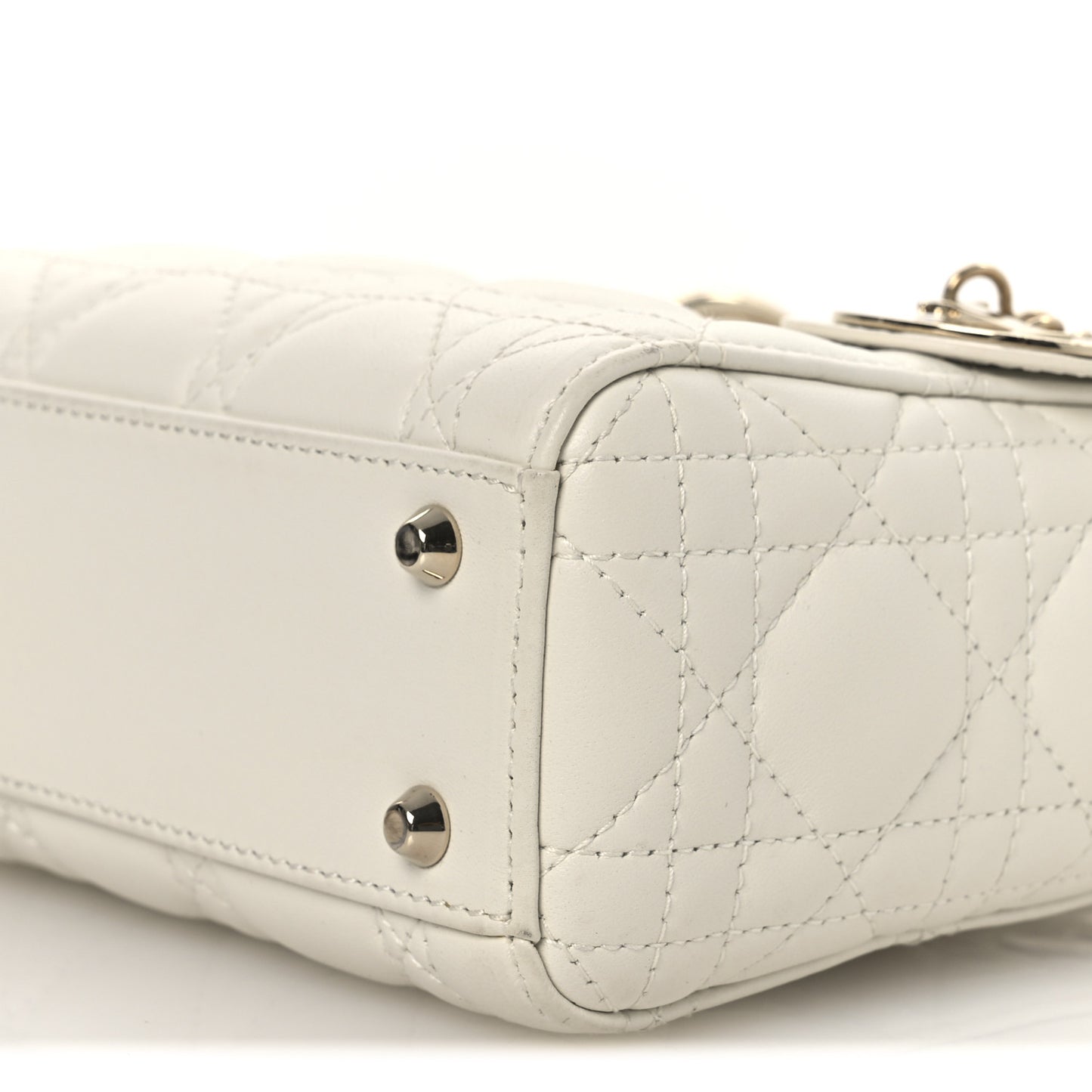 Lambskin Cannage Mini Lady Dior White