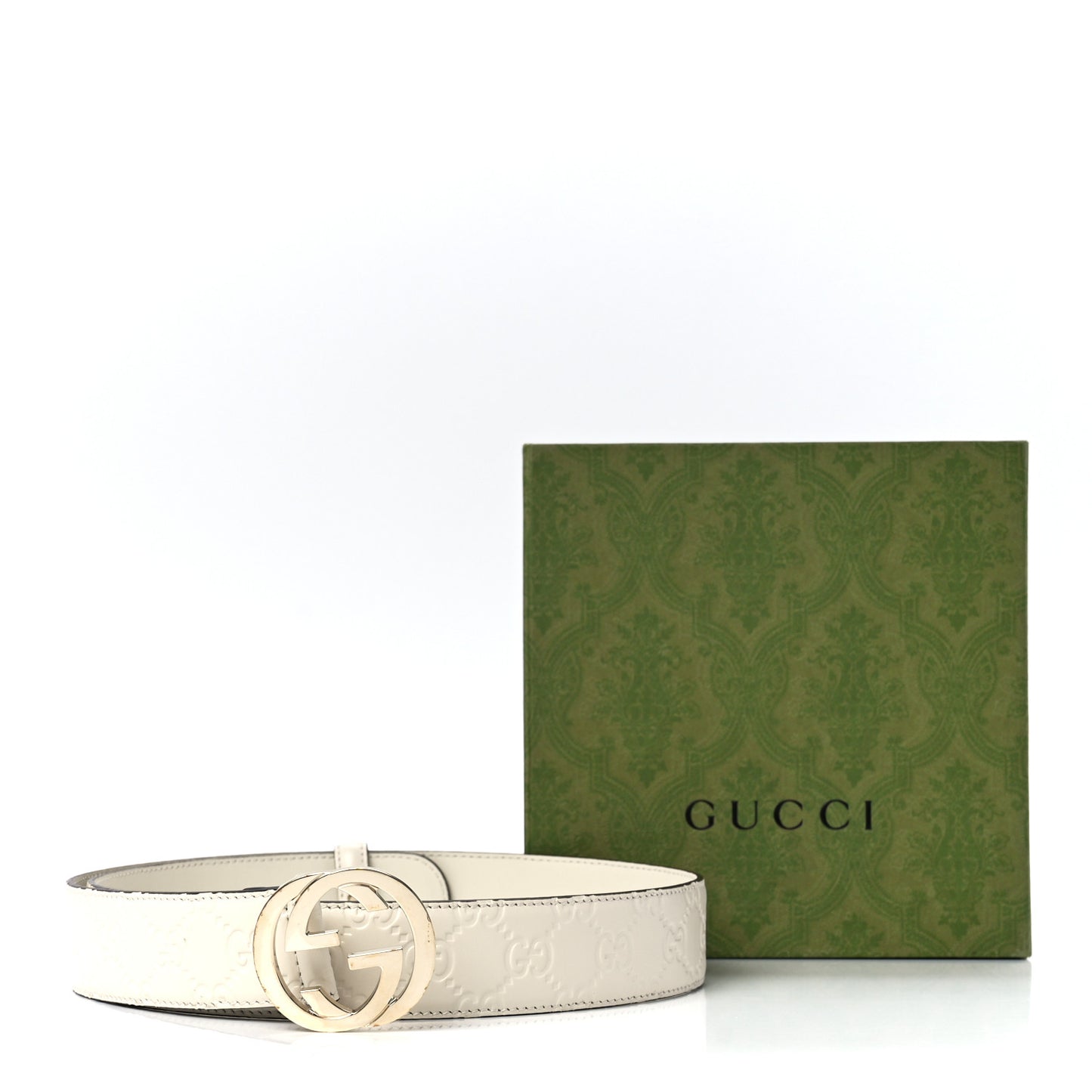 Guccissima Interlocking G 37mm Belt 85 34 Mystic White