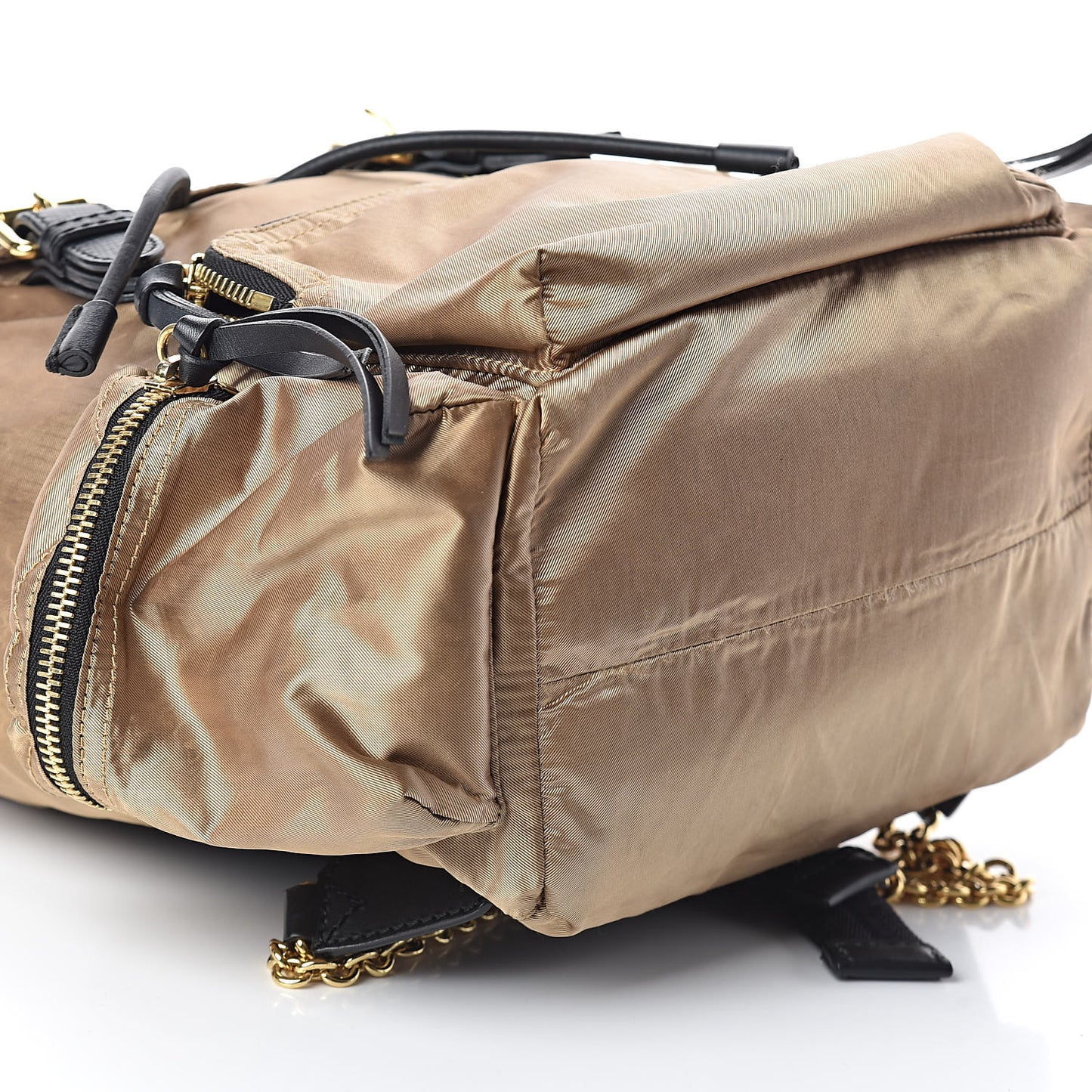 Metallic Satin Nylon Medium Rucksack Backpack Gold