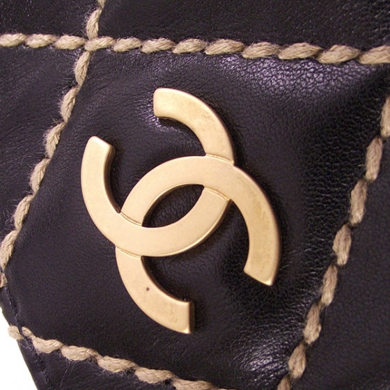 Chanel Leathter Quilted Surpique Tote Black 6 of 11