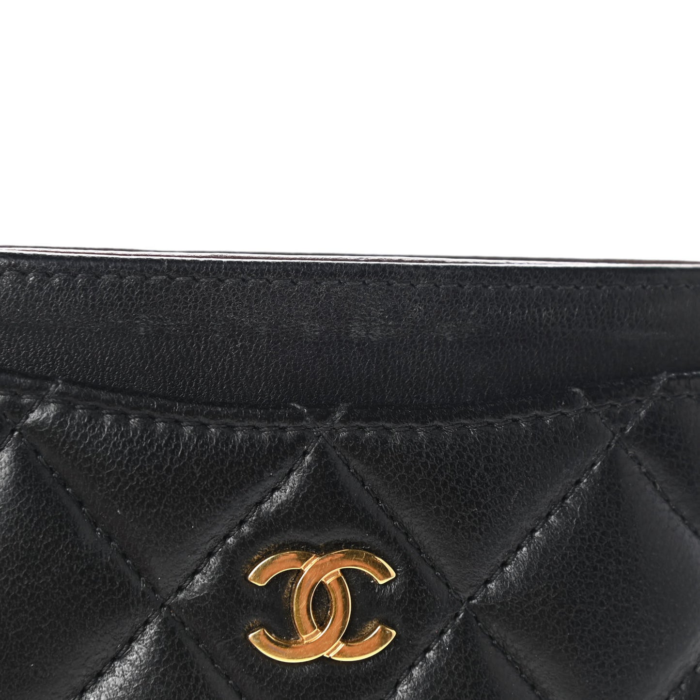 Lambskin Quilted Card Holder Black