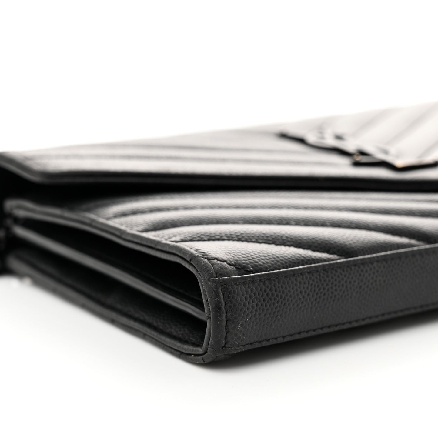 Grain De Poudre Matelasse Chevron Monogram Monochrome Chain Wallet Black