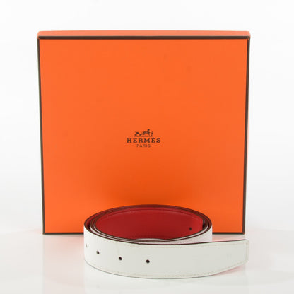 Hermes Epsom Swift 32mm Belt Strap 85 White Vermillion 5 of 5