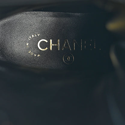 Chanel Calfskin Quilted Lace Up Combat Boots 38 Black 7 of 10