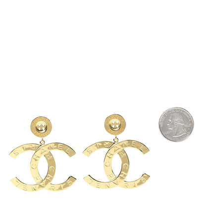 Chanel Metal Large Paris Button Earrings Gold 2 of 4