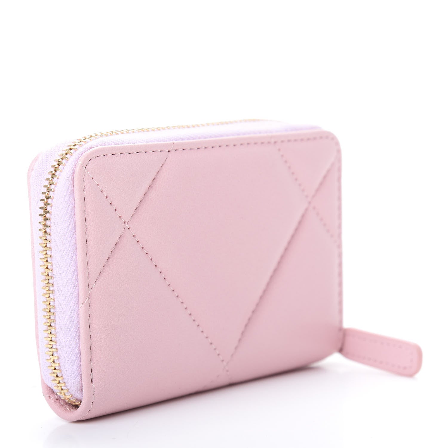 Chanel Lambskin Quilted 19 Zip Around Coin Purse Wallet Light Pink 3 of 8