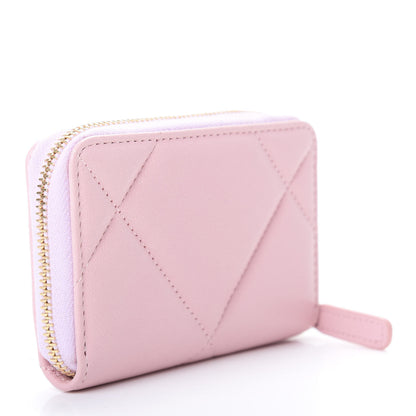 Chanel Lambskin Quilted 19 Zip Around Coin Purse Wallet Light Pink 3 of 8
