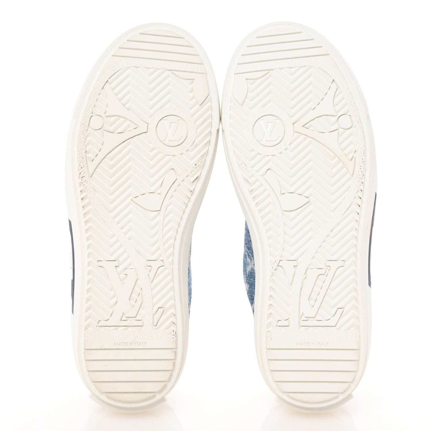 Louis Vuitton Calfskin Monogram Denim Womens Charlie Sneakers 36 White Blue 6 of 11