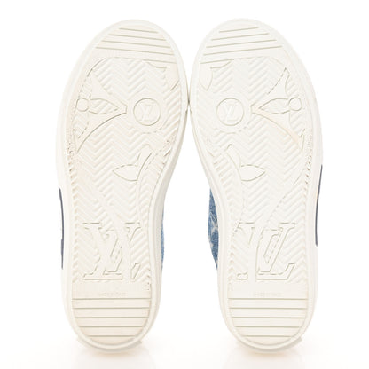 Louis Vuitton Calfskin Monogram Denim Womens Charlie Sneakers 36 White Blue 6 of 11