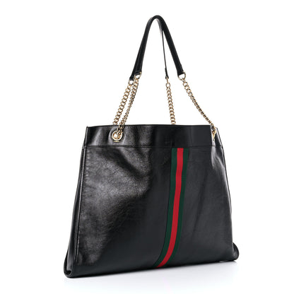 Gucci Calfskin Large Rajah Chain Tote Black 3 of 17