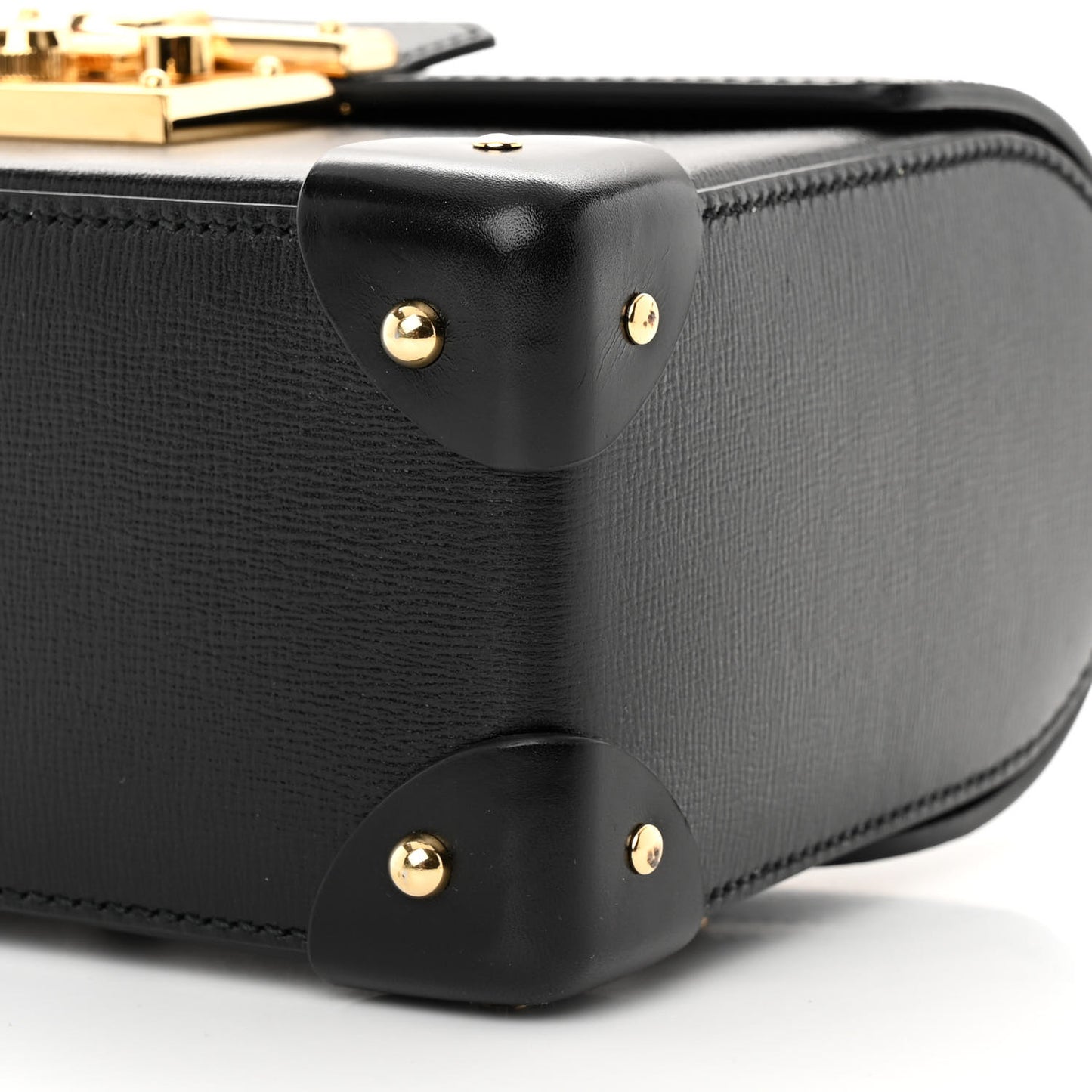 Calfskin Small Padlock Bamboo Shoulder Bag Black
