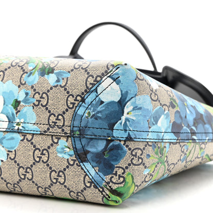 Gucci GG Supreme Monogram Blooms Small Reversible Tote Beige Blue Navy 10 of 11