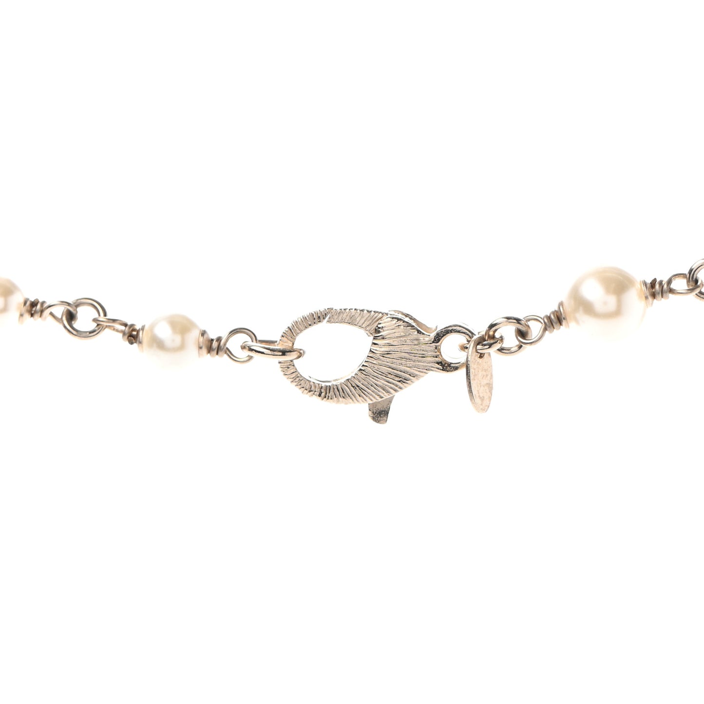 Pearl Crystal CC Long Necklace Gold