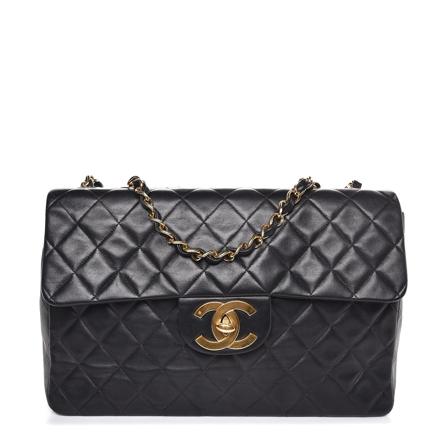 Chanel Lambskin Quilted XL Jumbo Single Flap Black 1 of 8