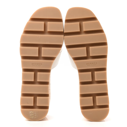 Hermes Calfskin Cork Eze 30 Sandals 37 White 5 of 9