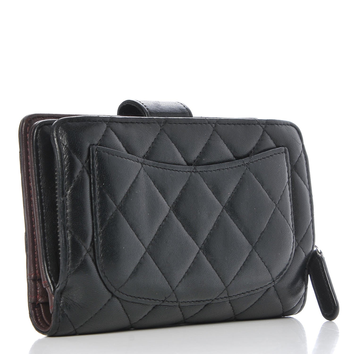 Chanel Lambskin Quilted Zipped Pocket Wallet Black 3 of 11