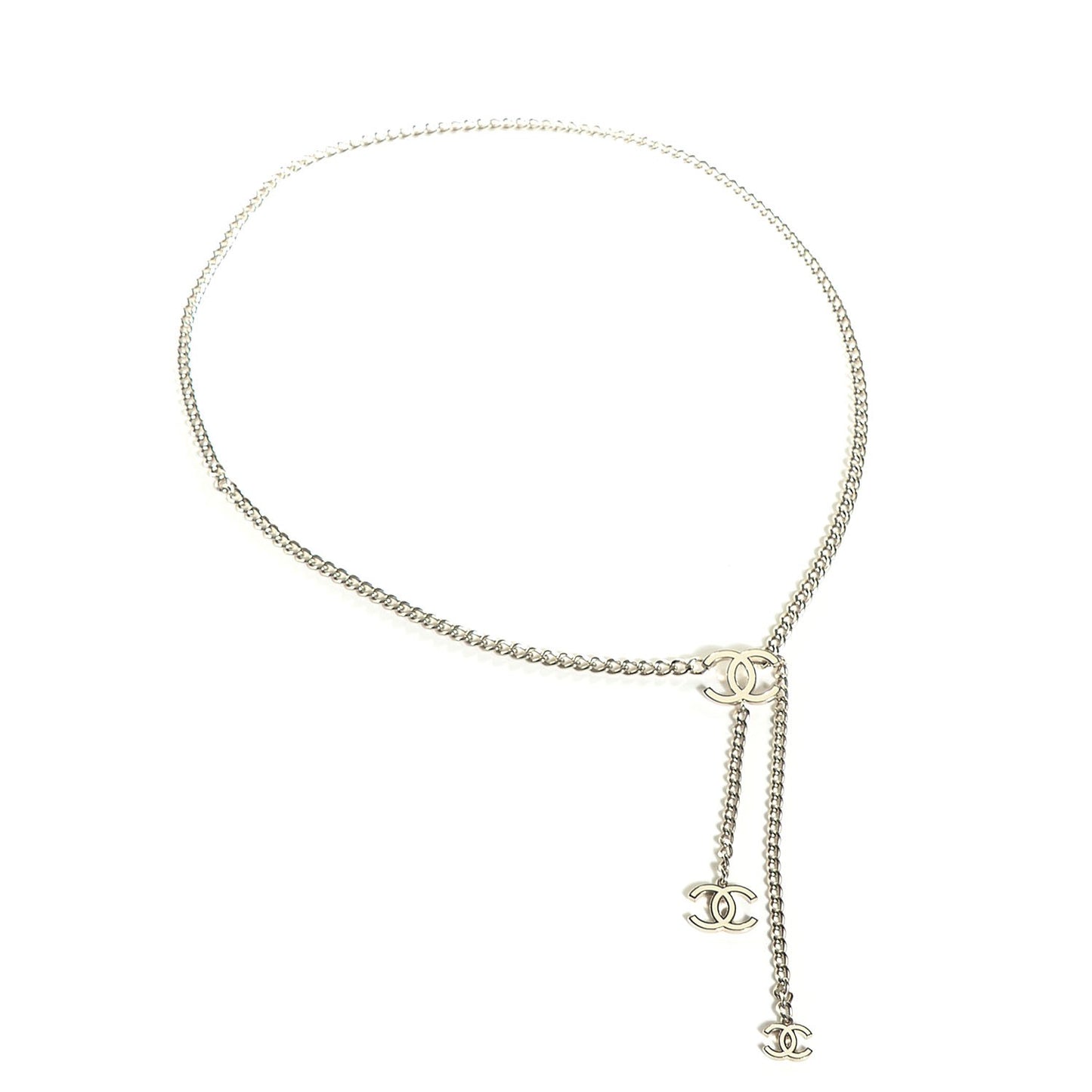 Enamel CC Ceinture Fantai Adjustable Belt Silver White