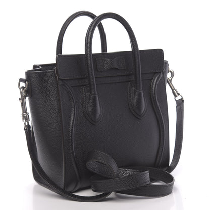 Celine Drummed Calfskin Nano Luggage Black 3 of 10